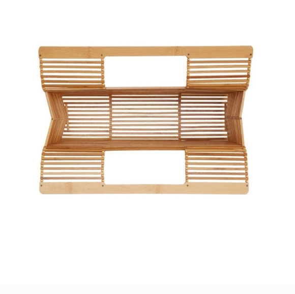 Cult Gaia Evie Collapsible Top Handle Bag Moso Bamboo Wood - Picture 3 of 13